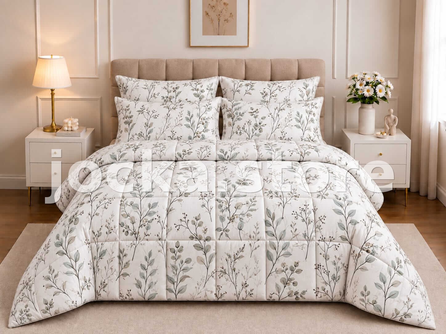 Luxury Hotel-Quality Fiber Quilt – Muted Leaves