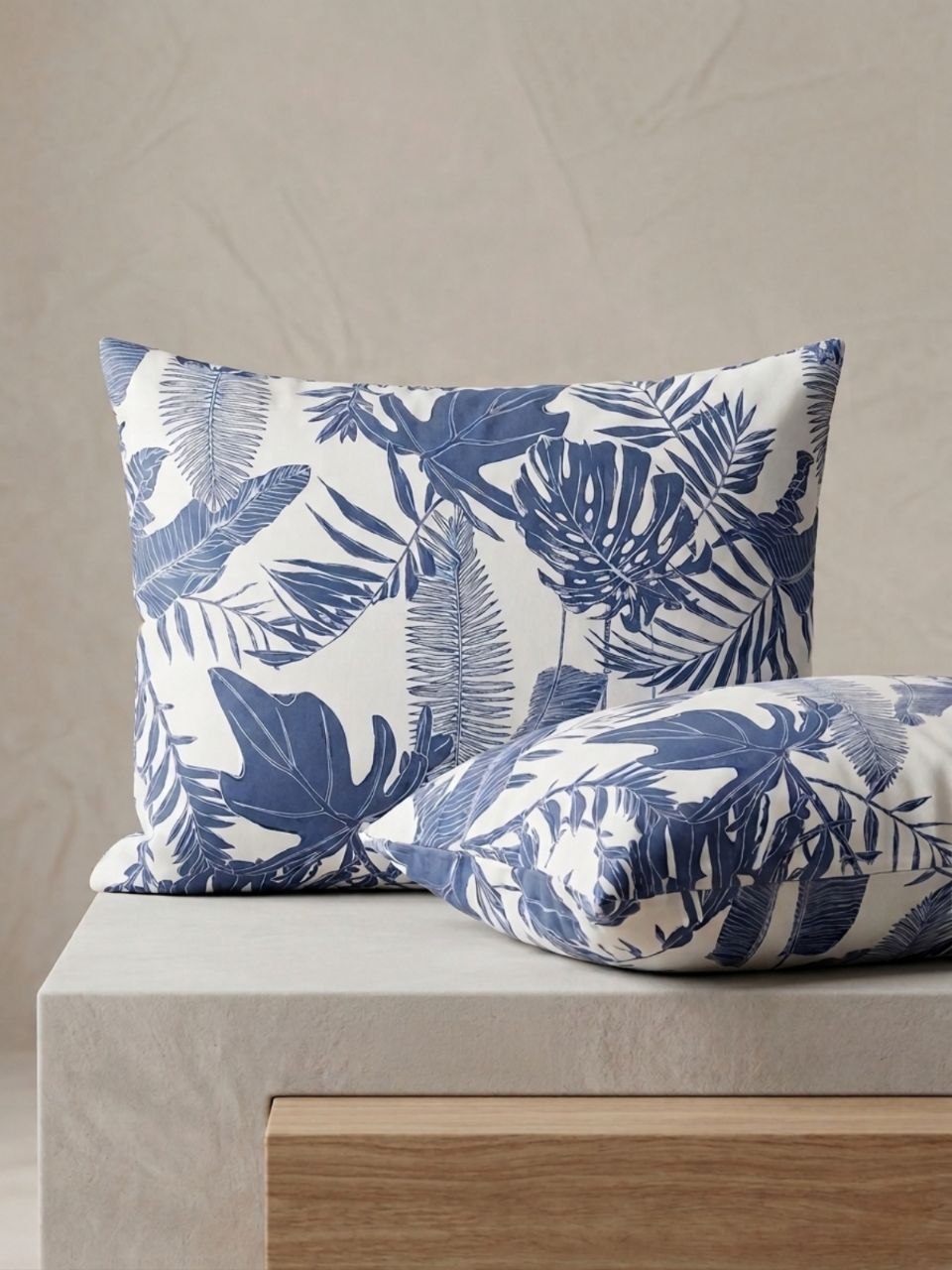 Navy Leaves Pillow