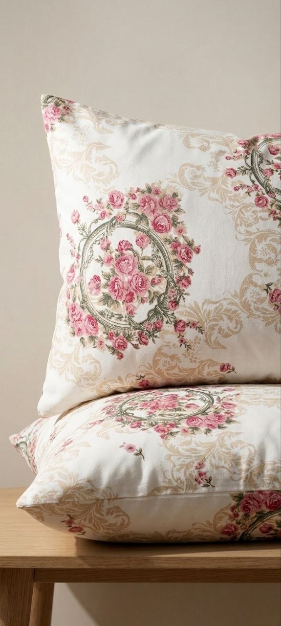 French Floral Frame Pillow