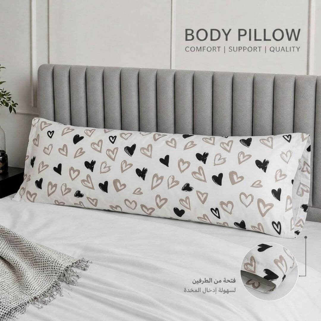 Doodle Hearts Long Pillowcase 🤍🖤🤎✨
