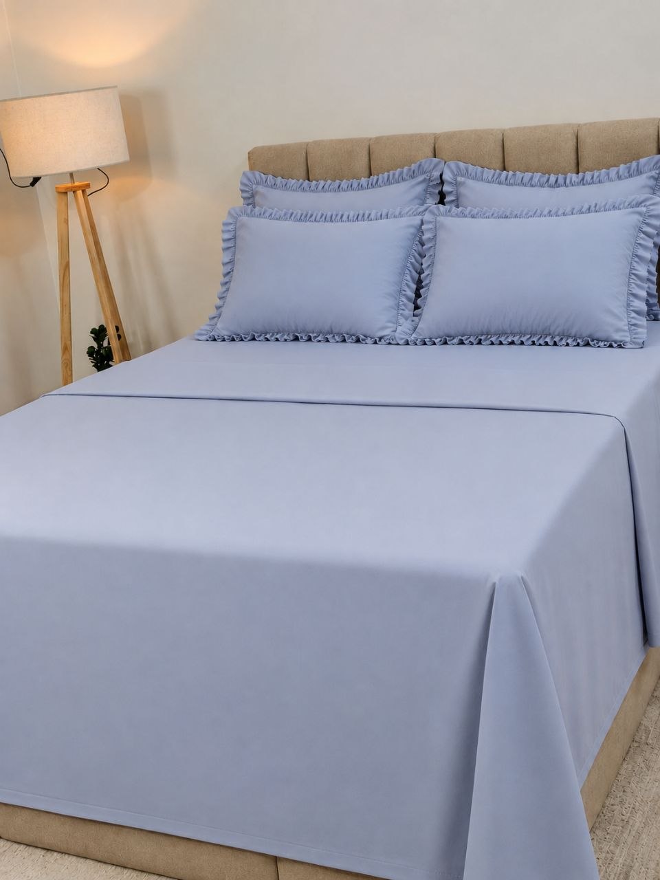 Grey Ruffle Bed Sheets Set 🩶