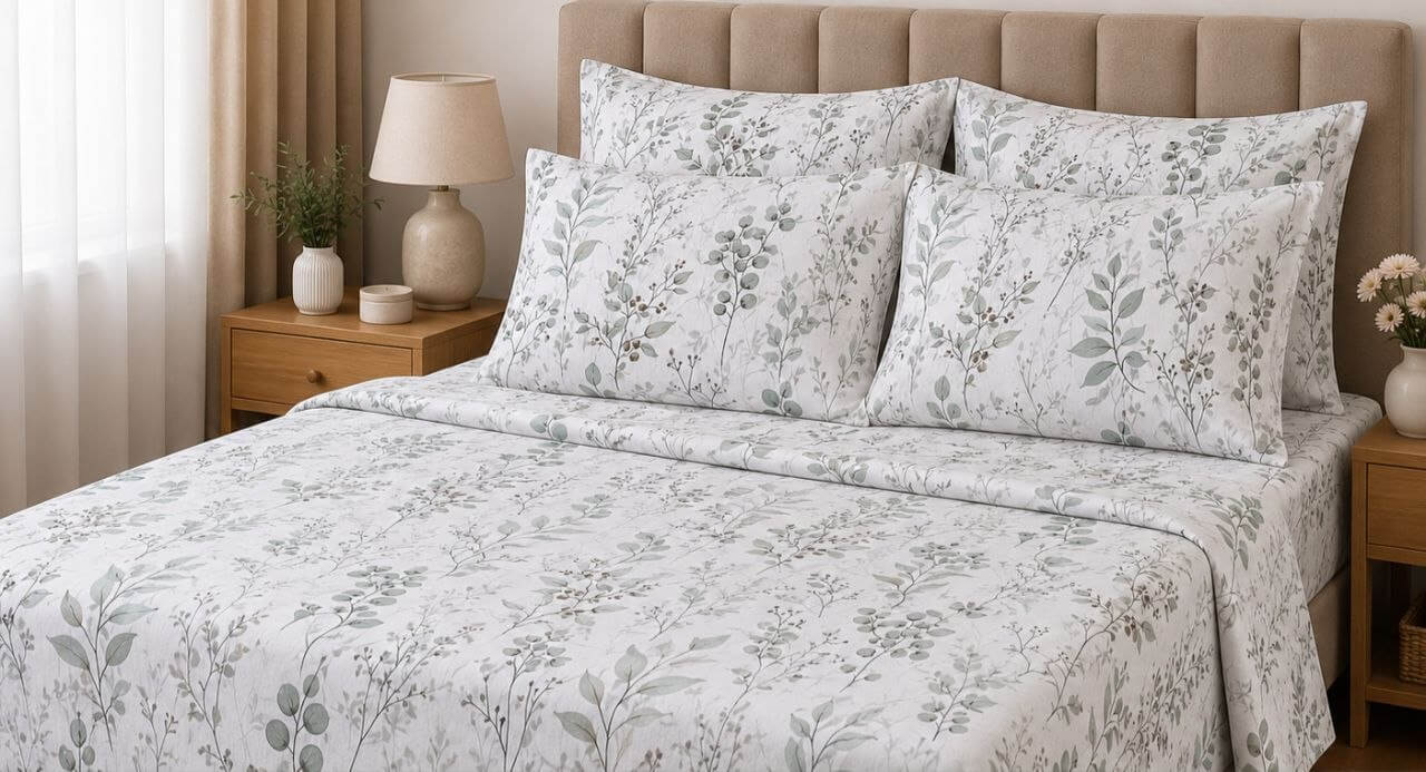 Muted Leaves Bed Sheets ✨🌿