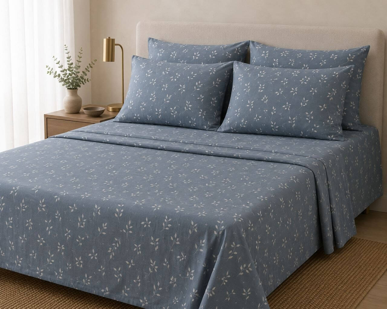 Blue Serenity Leaves Bed Sheets ✨🍃💙