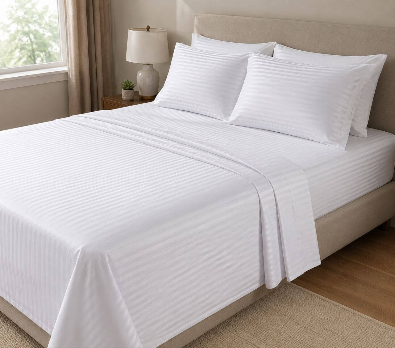 White Stripe Bed Sheets ✨🕊️