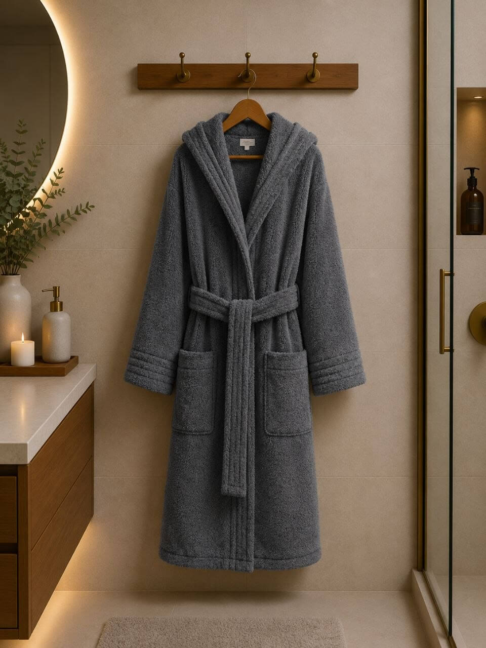 Premium Dark Grey Cotton Bathrobe