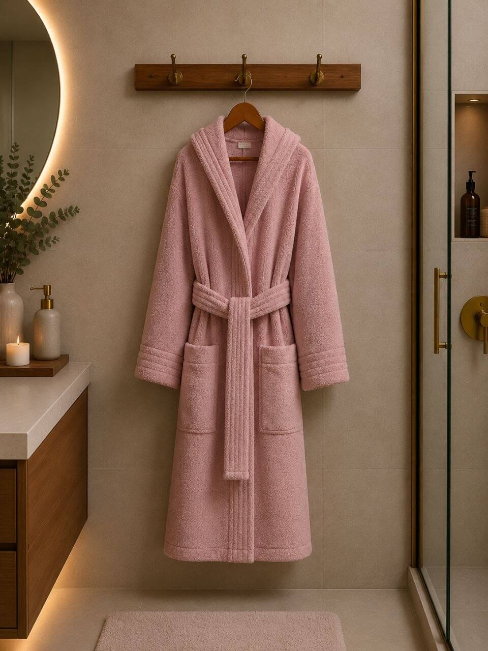 Premium Dusty Rose Cotton Bathrobe