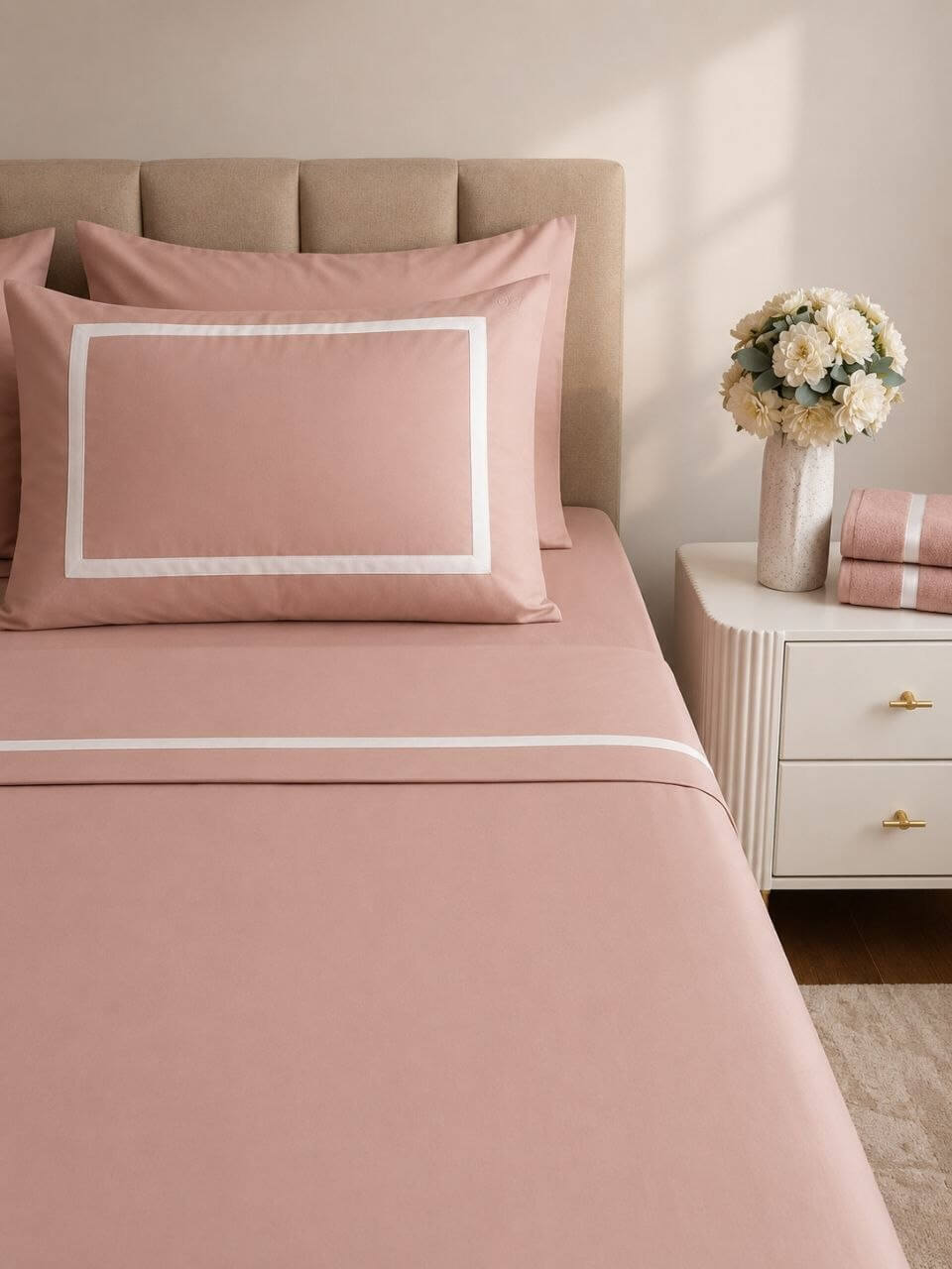 White Frame Body Rose Bedding Set – 7 Pieces ✨🌷