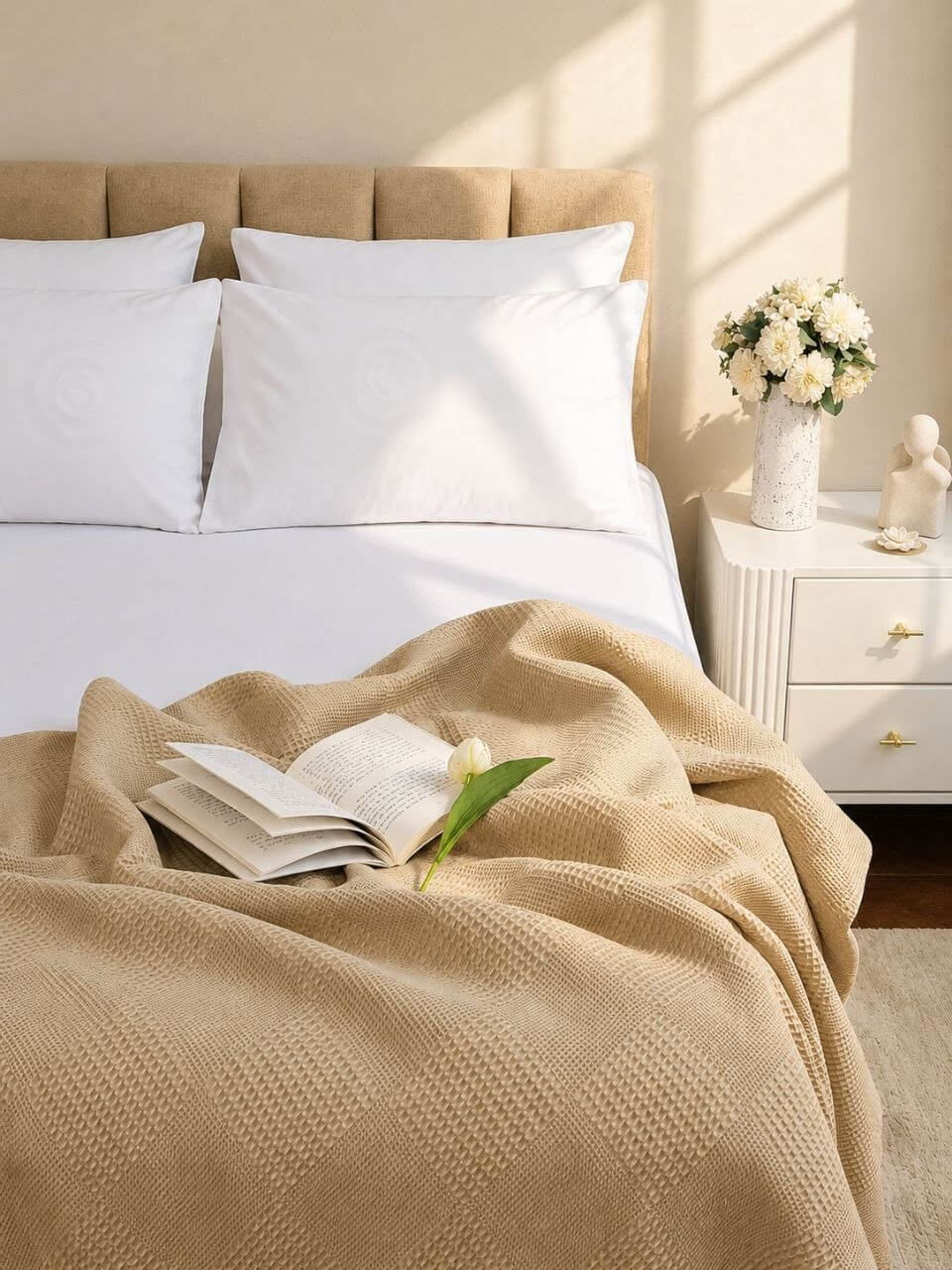 Soft Beige Luxe Coverlet