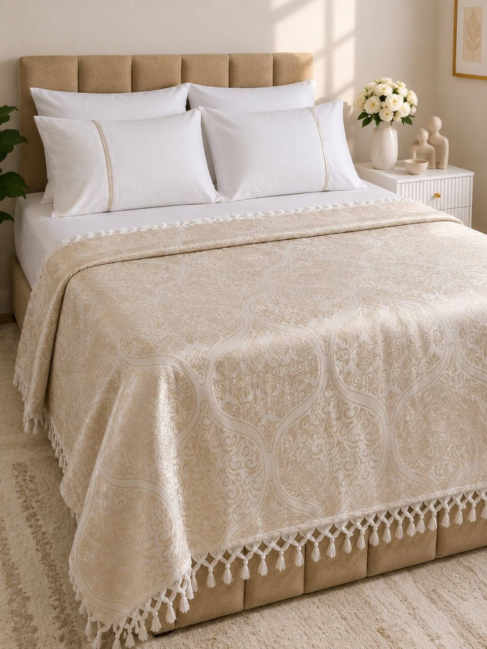 Royal Soft Jacquard Coverlet 👑💫🤍