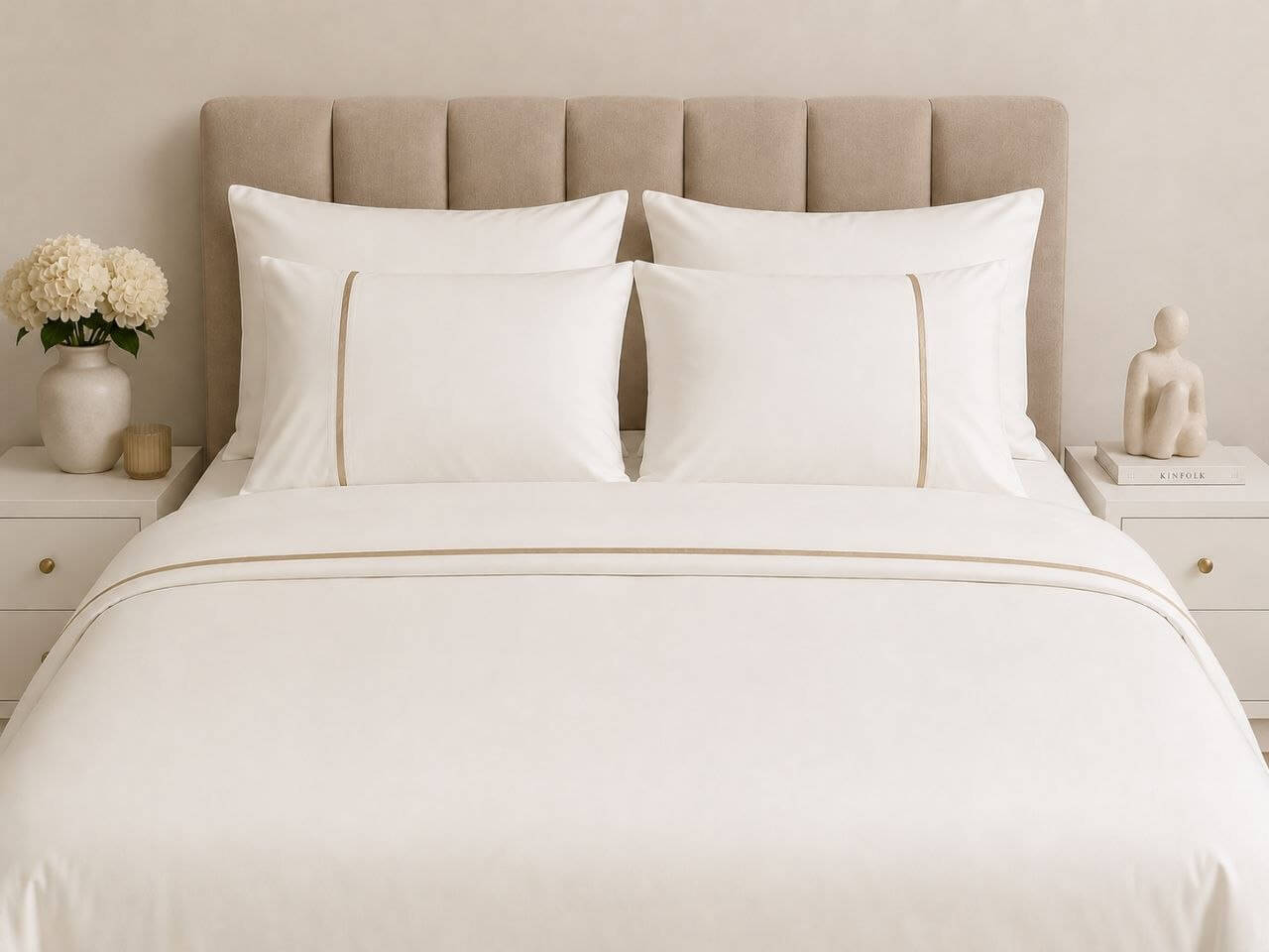 Premium Gold Line Off White Duvet Cover