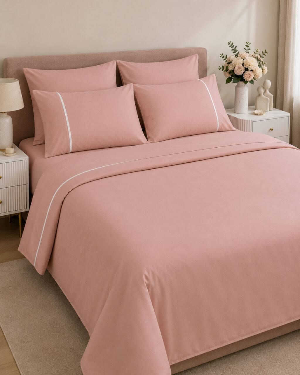 Premium White Line Body Rose Duvet Cover