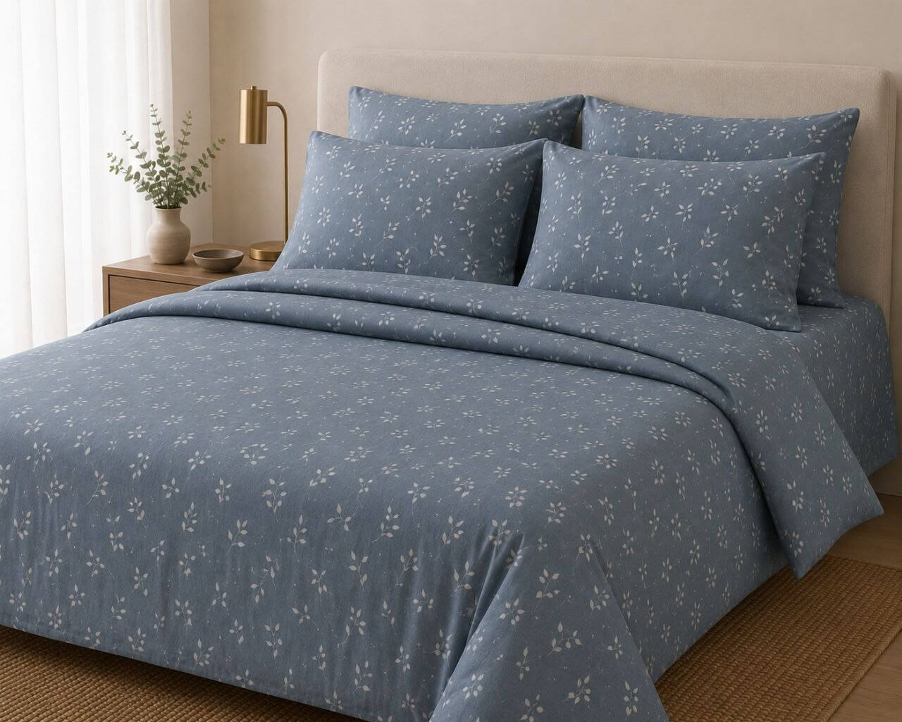 Blue Serenity Leaves Duvet Cover