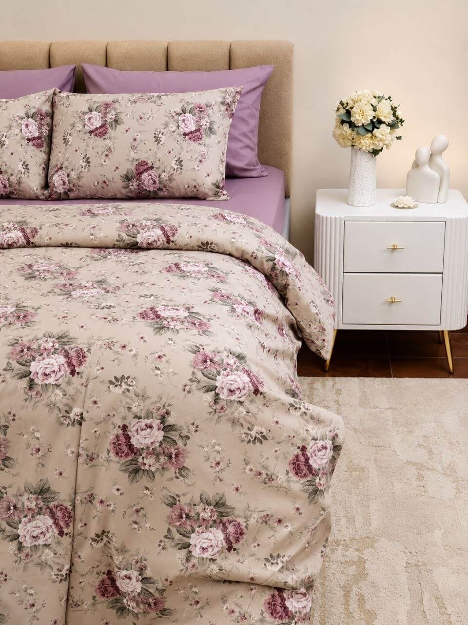 Vintage Rose Garden & Lavender Harmony Bed Sheets Set – 7 Pieces ✨
